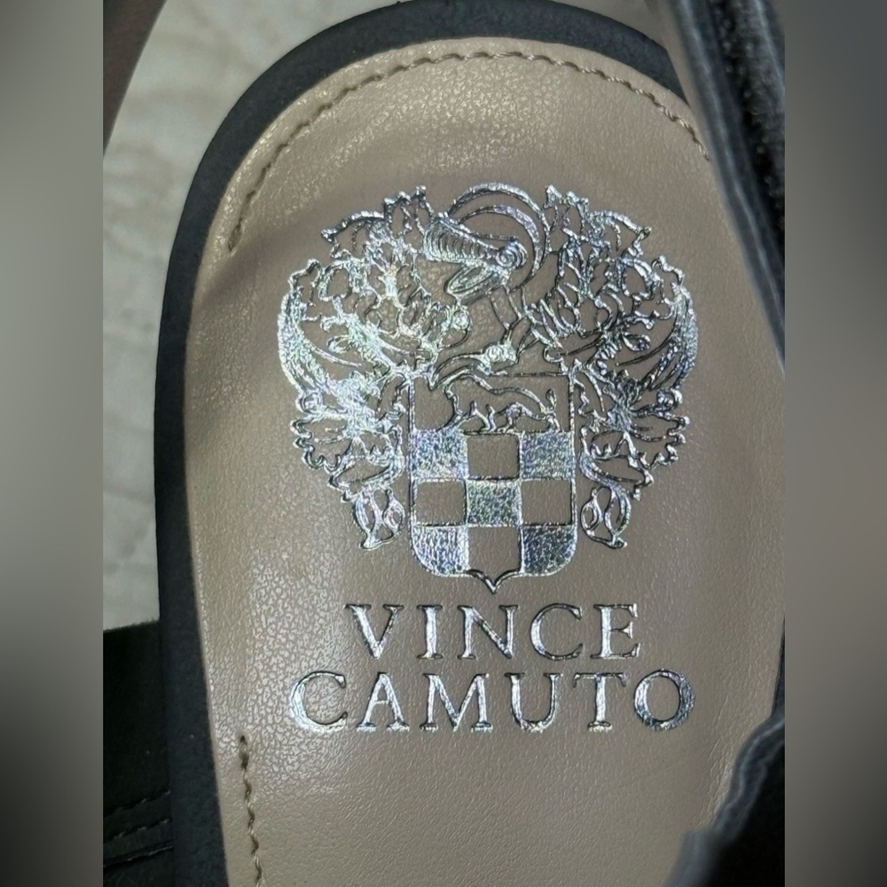 Vince Camuto Womens Size 9W Gray Deverly Cutout Nubuck Heeled Sandals Leather - Picture 8 of 10